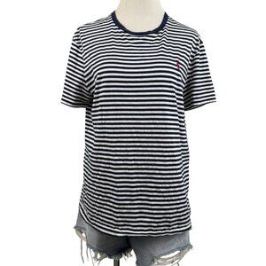 Polo Ralph Lauren Top Women's Large Crew Neck‎ Short Sleeve T-Shirt Logo Stripe